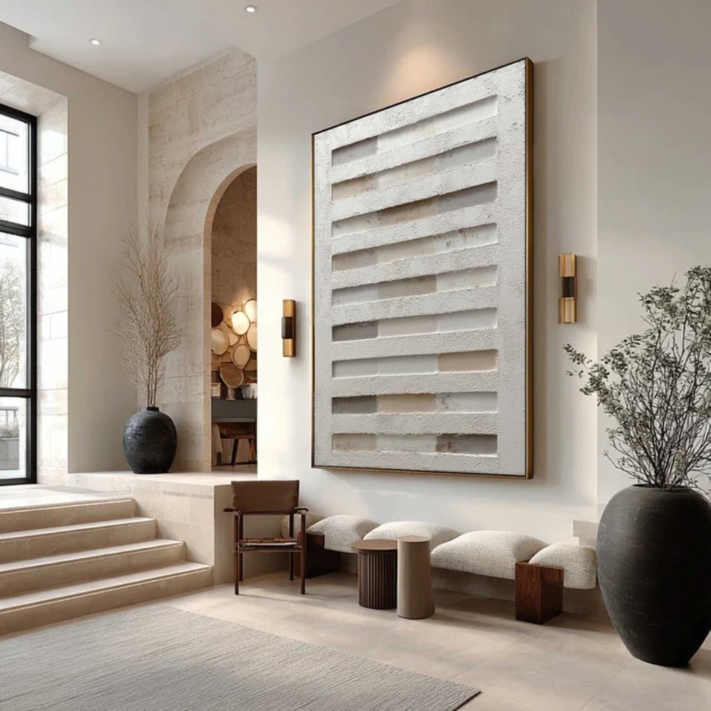 3D Heavy Texture Neutral Abstract Relief Painting EC0103 - Viral Wall Art